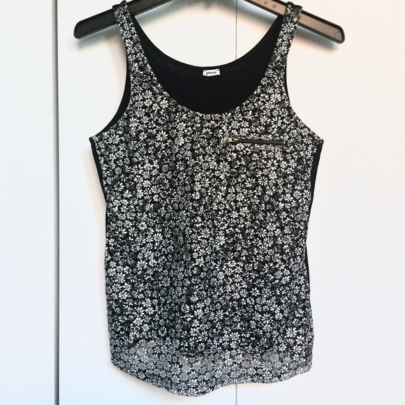 Black white dark floral Y2K tank zipper Elena Gilbert summer cottagecore boho - Picture 1 of 4